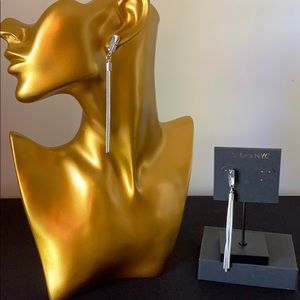 Long, sexy fringe silver earrings w/crystal post